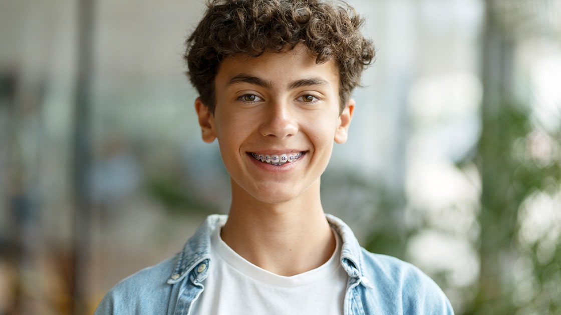 Teenage boy with braces